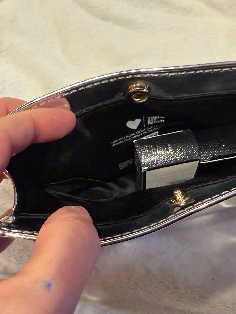 Yves Saint Laurent Metallic Silver Wristlet Clutch